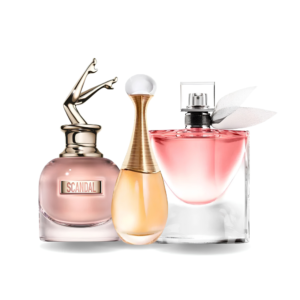 Jean Paul Gaultier SCANDAL, Dior J'ADORE et Lancôme LA VIE EST BELLE